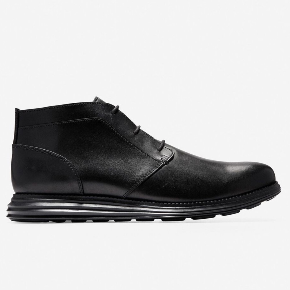 Cole Haan Grand.OS Chukka Boots black leather sz 13 m lace up